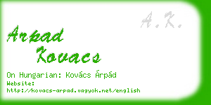 arpad kovacs business card